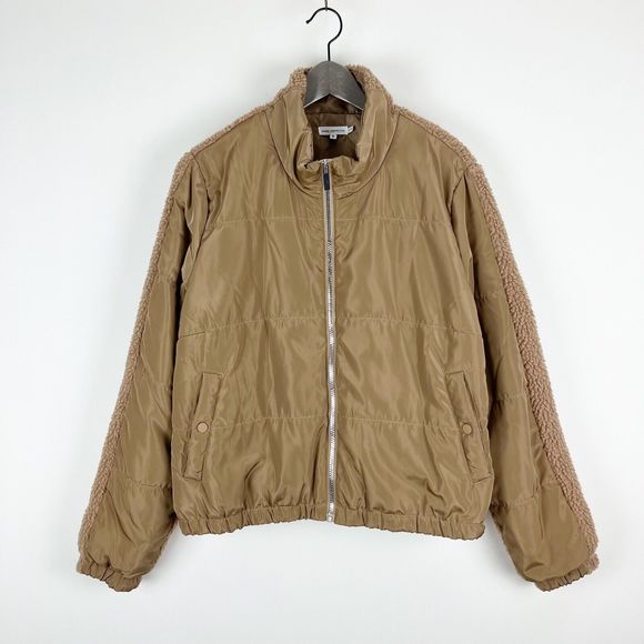 Good American Tan Full Zip Two Tone Puff Fleece Jacket Size 5 US 2XL - Picture 2 of 15
